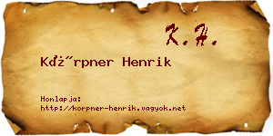 Körpner Henrik névjegykártya